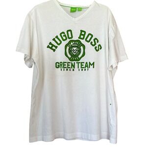 HUGO‎ BOSS Green Team Since 1997 
T-Shirt Men's XL White Green LOGO Designer